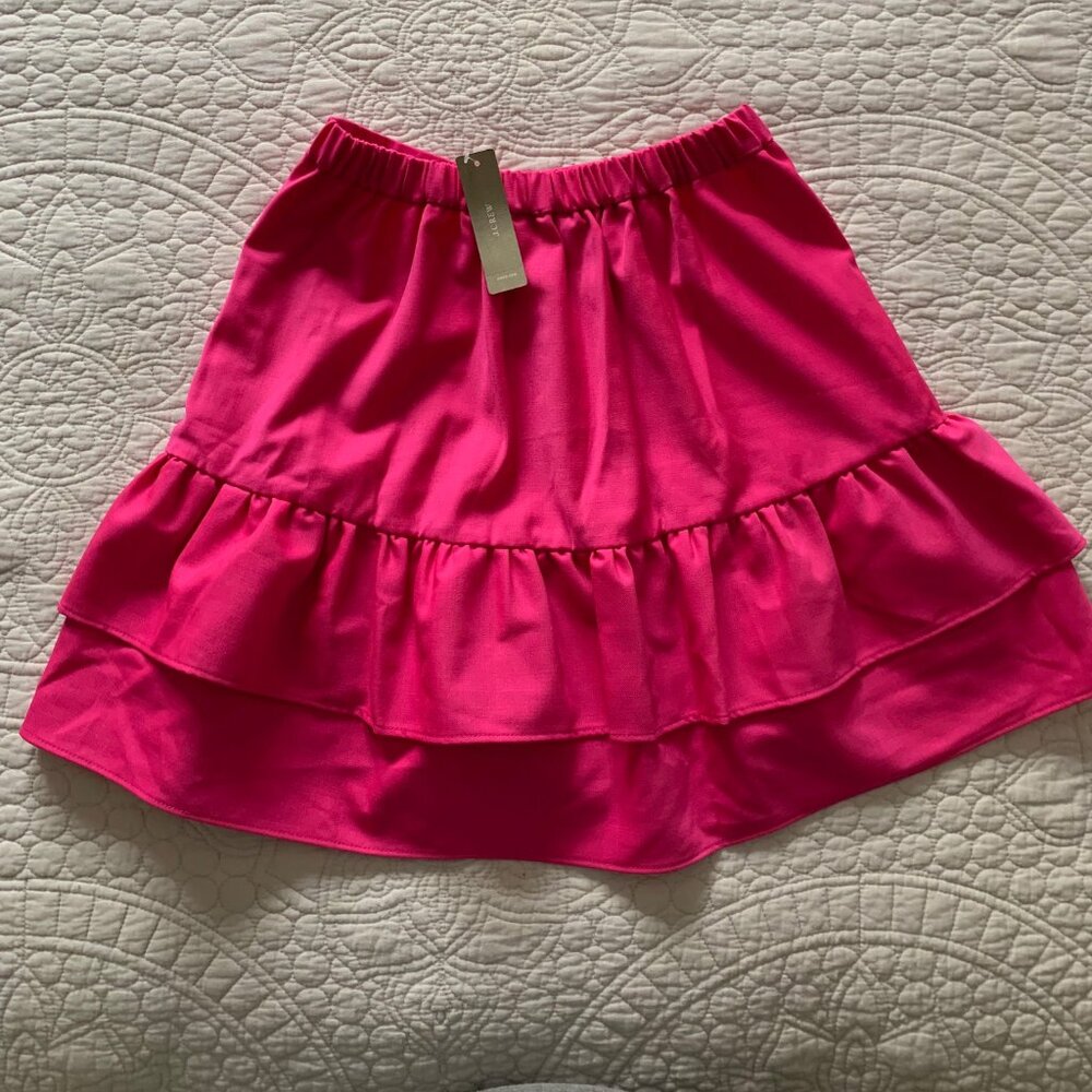 NWT J.CREW Wool/Poly Pink Ruffle Skirt | Size 000